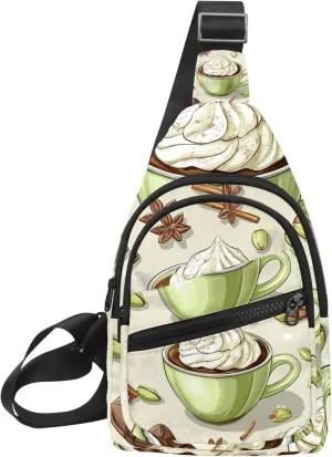 Fanny Pack Cross Body Bag for Outdoors Hiking Traveling, pistachio vanilla and cinnamon hot choco (2)