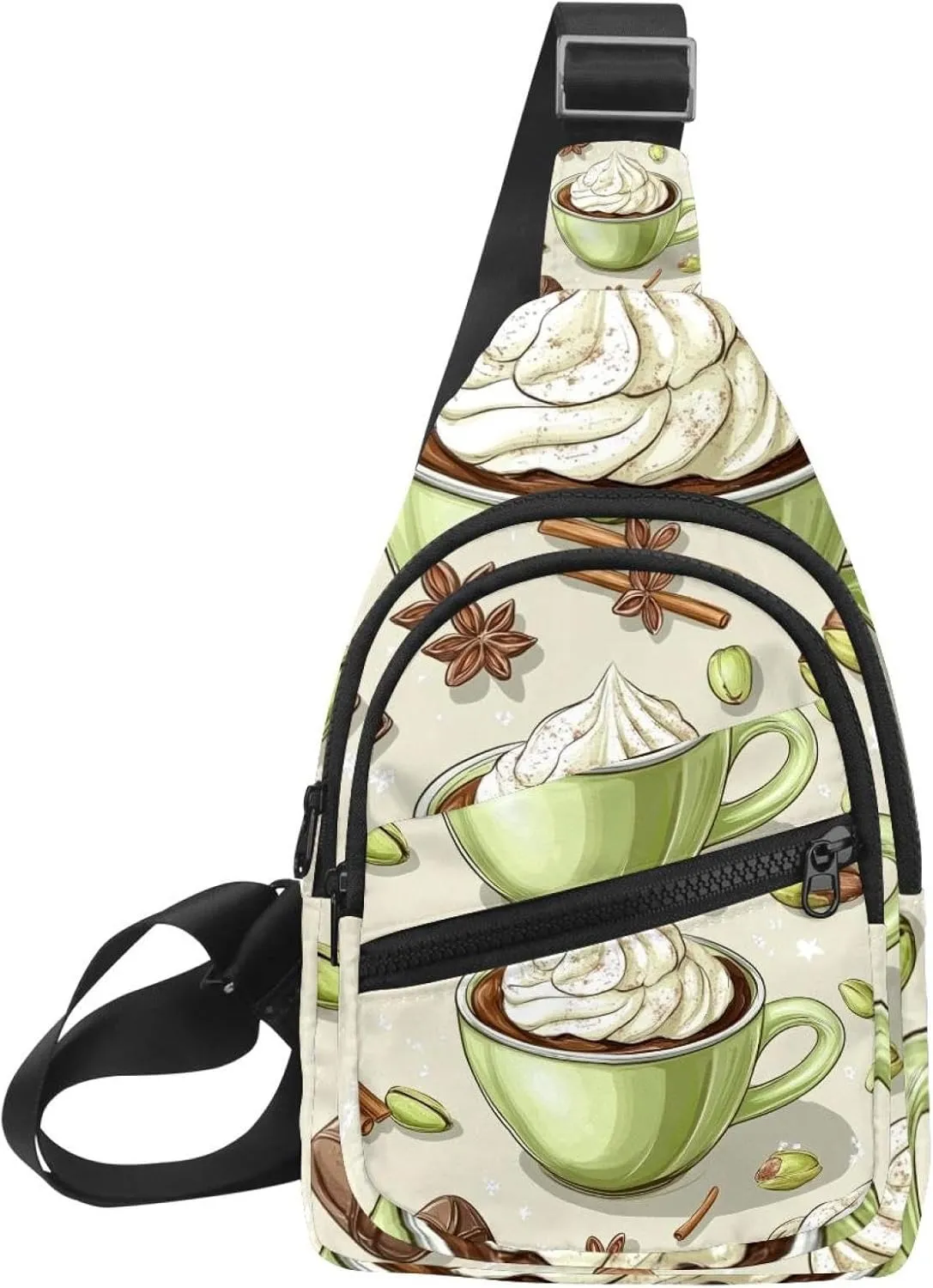 Fanny Pack Cross Body Bag for Outdoors Hiking Traveling, pistachio vanilla and cinnamon hot choco (2)