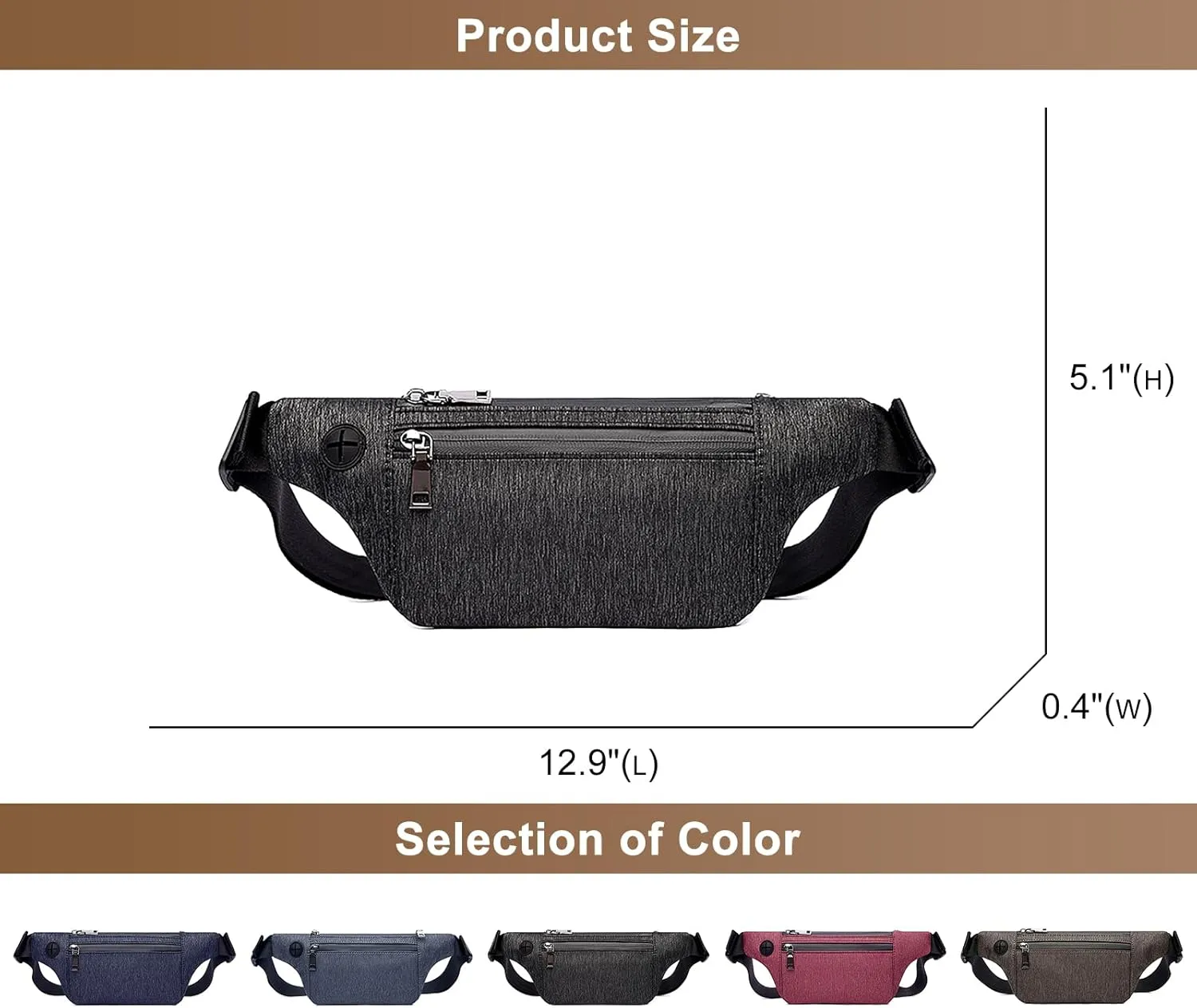 Fanny Pack for Men Women, Lightweight Hip Bum Bag Lightweight Casual Daypack Chest Sling Bags Polyester Shoulder Bag (B/Blue)