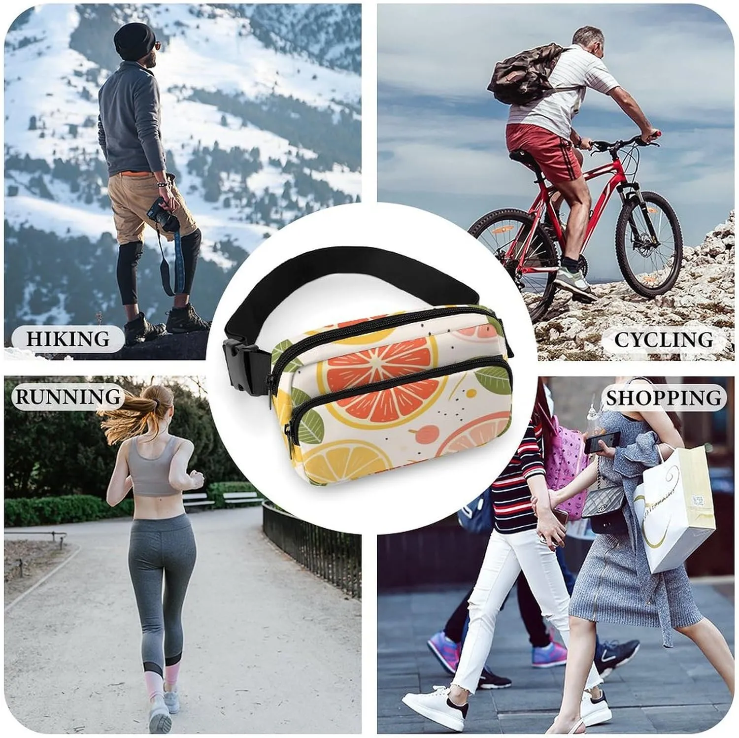 Fanny Pack for Men&Women Crossbody Waist Bag Small Sling Backpack Colorful Fruit Print Belt Bag