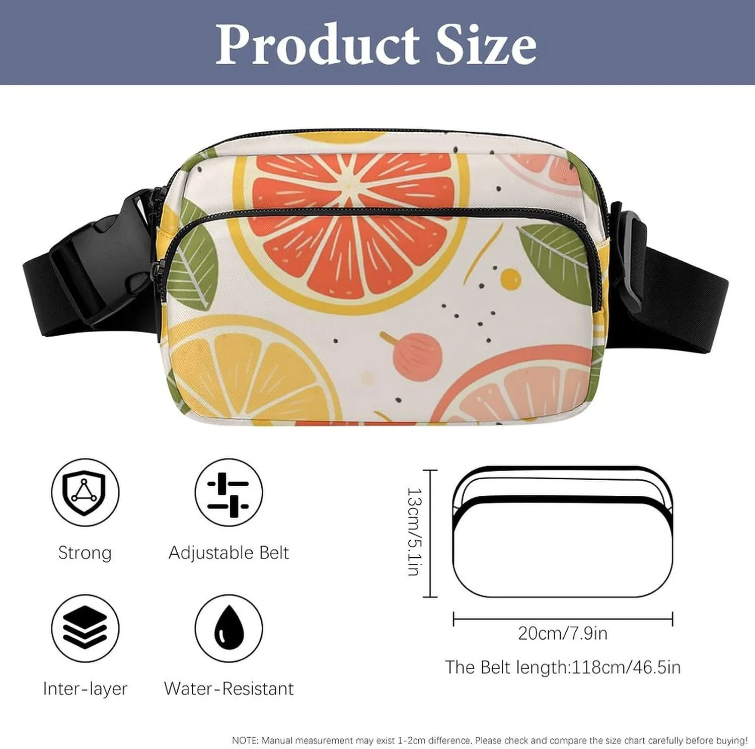 Fanny Pack for Men&Women Crossbody Waist Bag Small Sling Backpack Colorful Fruit Print Belt Bag