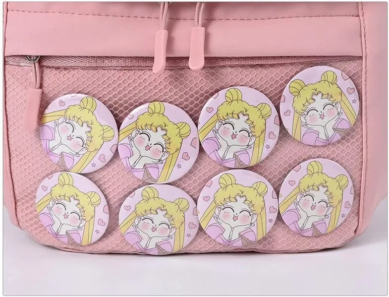 Fanny Pack Ita Bag Crossbody Kawaii Cute Pin Display Bag Messenger Japanese Transparent Clear Waist Bags (black)