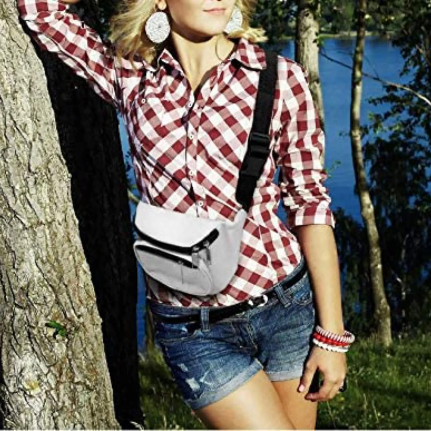Fanny Pack, MISSMOON 3-Zipper Compartments Adjustable Waist Festival Workout Running Hiking Traveling Walking Sport Fishing Casual Hands-Free Wallets Crossbody Waist Pack Bag For Men Women Neon Blue