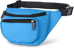 Fanny Pack, MISSMOON 3-Zipper Compartments Adjustable Waist Festival Workout Running Hiking Traveling Walking Sport Fishing Casual Hands-Free Wallets Crossbody Waist Pack Bag For Men Women Neon Blue