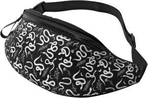 Fanny Packs for Women Men, Sketch Simple White Snake Waist Bag Crossbody Bags for Women Men, Cross Body Bag