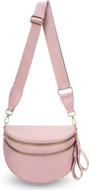 Fanny Packs for Women,Checkered bum bag Spacious Nylon Crossbody Bag Trendy Slouchy Oversized Checkered Purse 2025 (PINK)