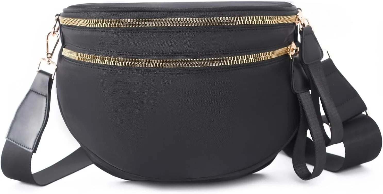 Fanny Packs for Women,Checkered bum bag Spacious Nylon Crossbody Bag Trendy Slouchy Oversized Checkered Purse 2025 (PINK)