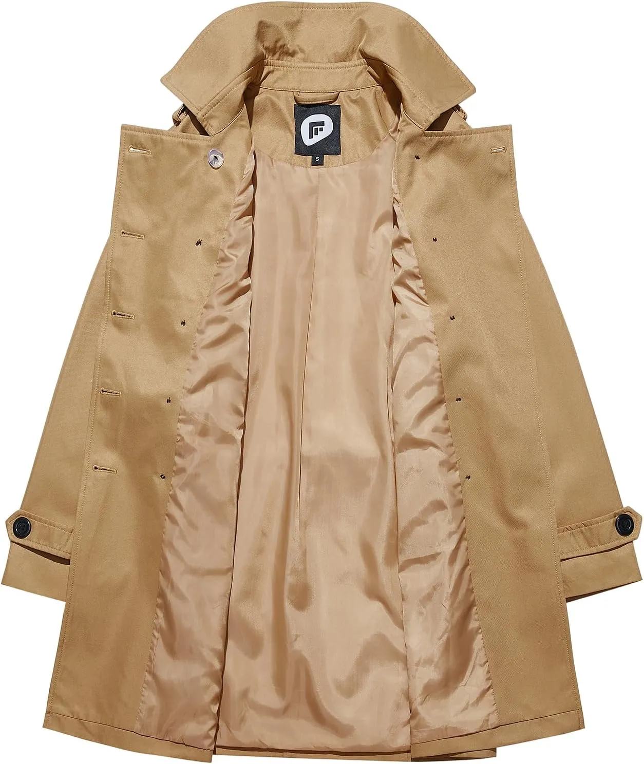 FARVALUE Women's Double Breasted Trench Coat Water Resistant Windbreaker Classic Belted Lapel Overcoat