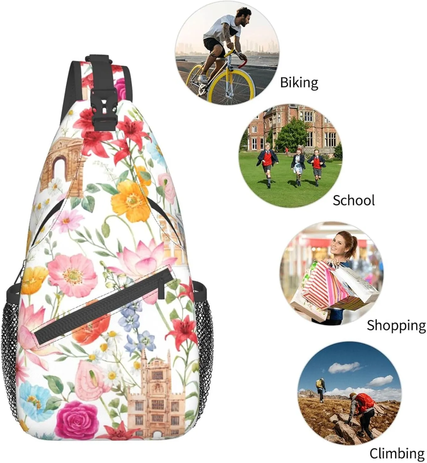 Fashion Chest Sling Bag For Women Men Adjustable Strap Crossbody Shoulder Backpack Hiking Travel Casual Unisex Daypack