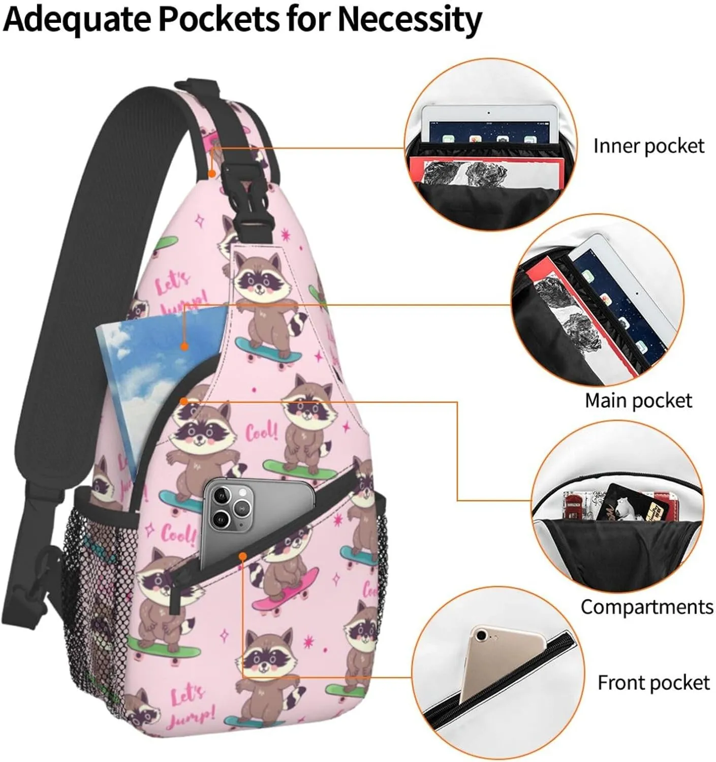 Fashion Chest Sling Bag For Women Men Adjustable Strap Crossbody Shoulder Backpack Hiking Travel Casual Unisex Daypack