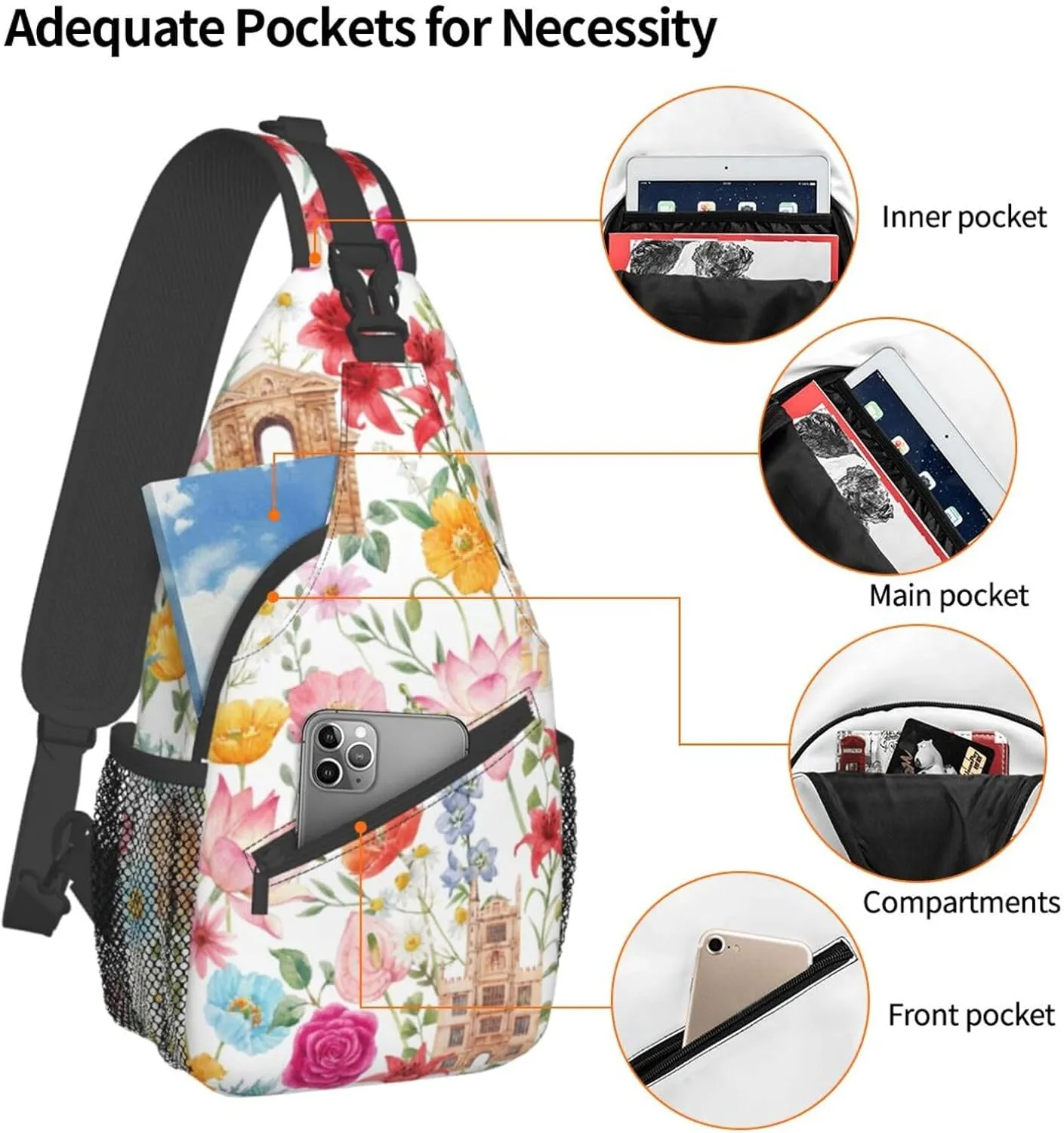 Fashion Chest Sling Bag For Women Men Adjustable Strap Crossbody Shoulder Backpack Hiking Travel Casual Unisex Daypack