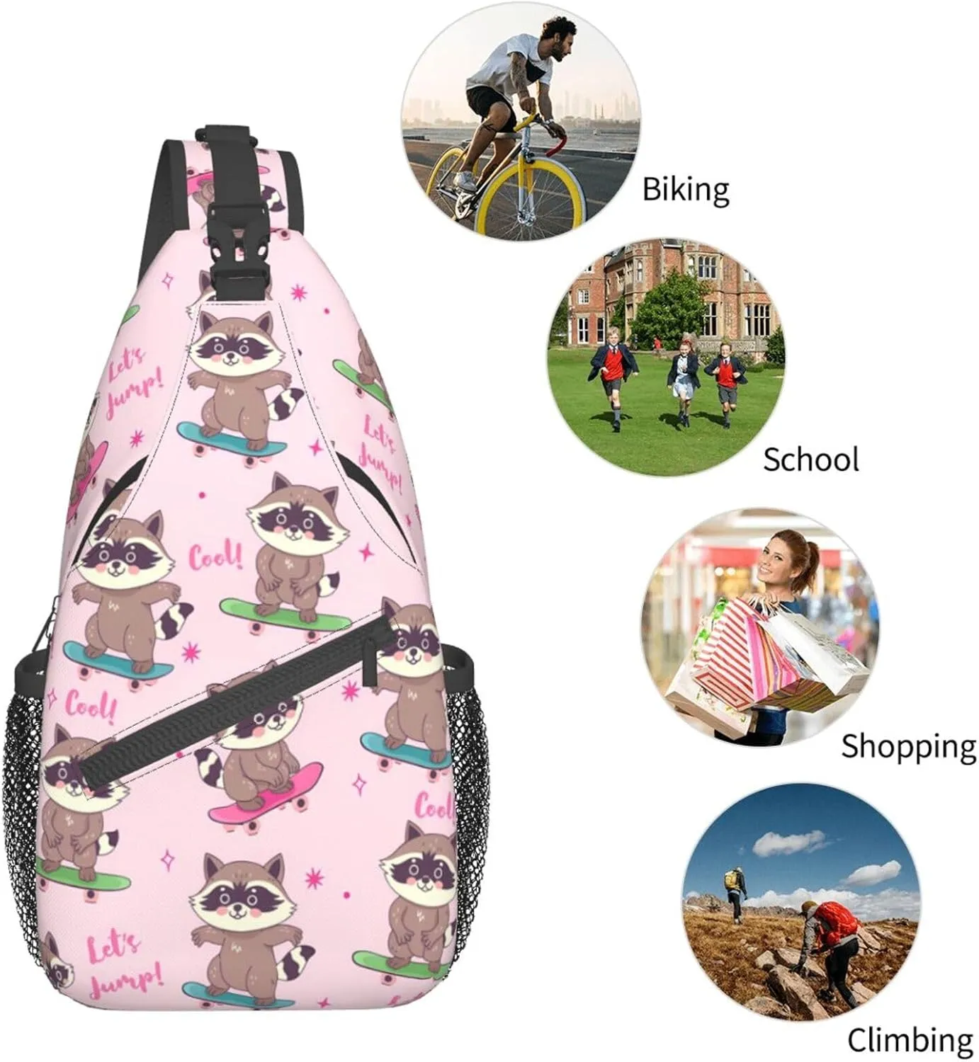 Fashion Chest Sling Bag For Women Men Adjustable Strap Crossbody Shoulder Backpack Hiking Travel Casual Unisex Daypack