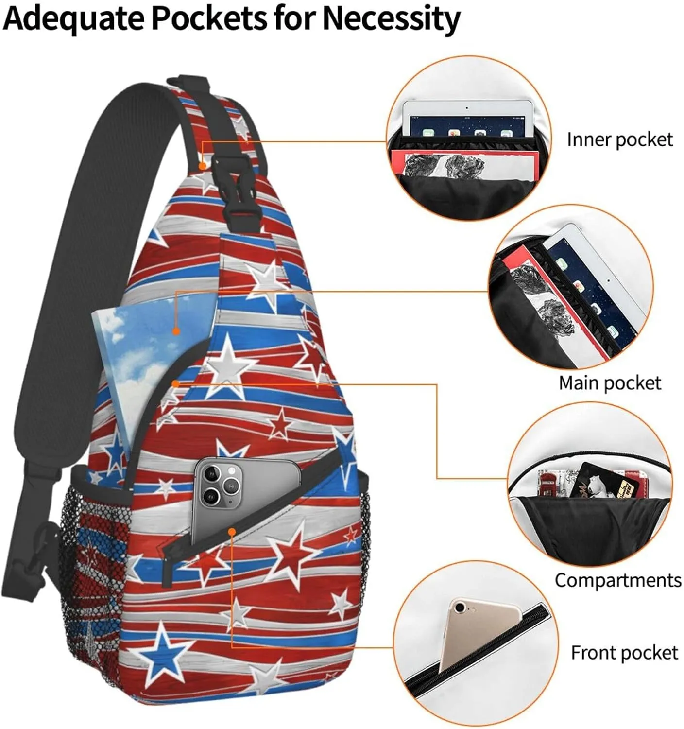 Fashion Chest Sling Bag For Women Men Adjustable Strap Crossbody Shoulder Backpack Hiking Travel Gym Unisex Daypack