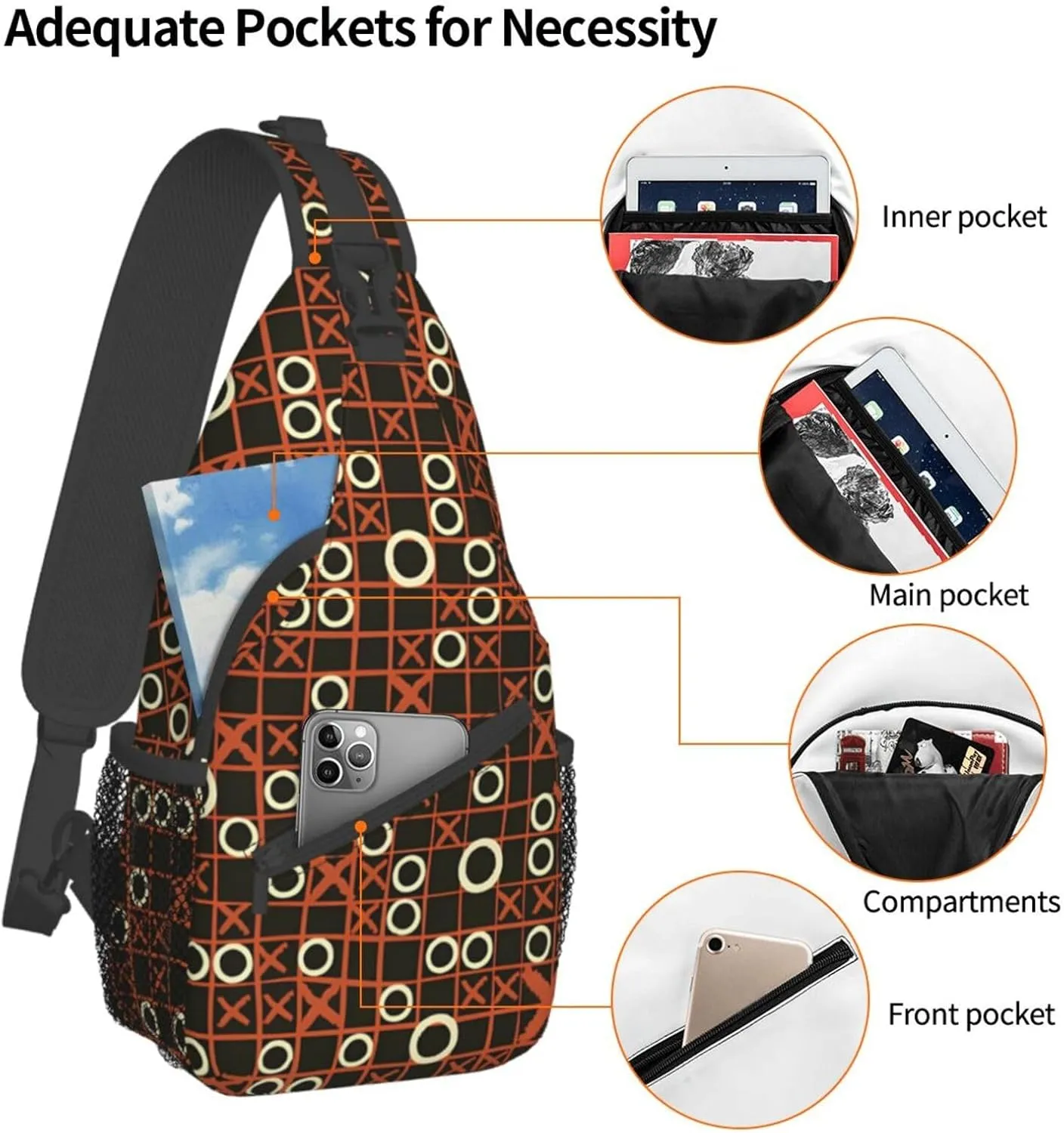 Fashion Chest Sling Bag For Women Men Adjustable Strap Crossbody Shoulder Backpack Hiking Travel Gym Unisex Daypack