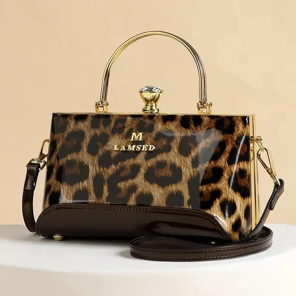 Fashion Diamonds Women's Top Handle Satchel Handbags Leather Evening Bag Purses Small Hard Shoulder Crossbody Bags