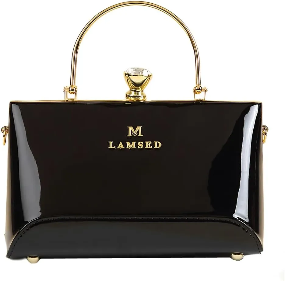 Fashion Diamonds Women's Top Handle Satchel Handbags Leather Evening Bag Purses Small Hard Shoulder Crossbody Bags