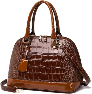 Fashion Leather Dome Satchel Handbags for Women Large Top Handle Crossbody Bag Ladies Shoulder Bag Tote Purses (Red)