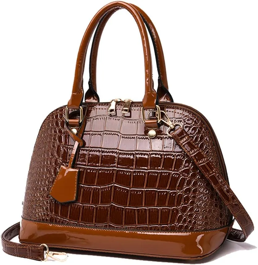 Fashion Leather Dome Satchel Handbags for Women Large Top Handle Crossbody Bag Ladies Shoulder Bag Tote Purses (Red)