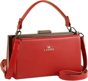 Fashion Women's Leather Evening Bag Top Handle Satchel crossbody Handbags Purses Small Hard Square Box Shoulder Bags