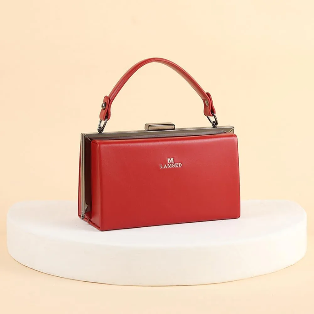 Fashion Women's Leather Evening Bag Top Handle Satchel crossbody Handbags Purses Small Hard Square Box Shoulder Bags