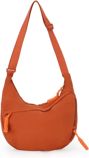 Fecialy Crescent Hobo Crossbody Bag - Multi-Pocket Sling Moon Slouchy Dumpling Bag for Women & Men