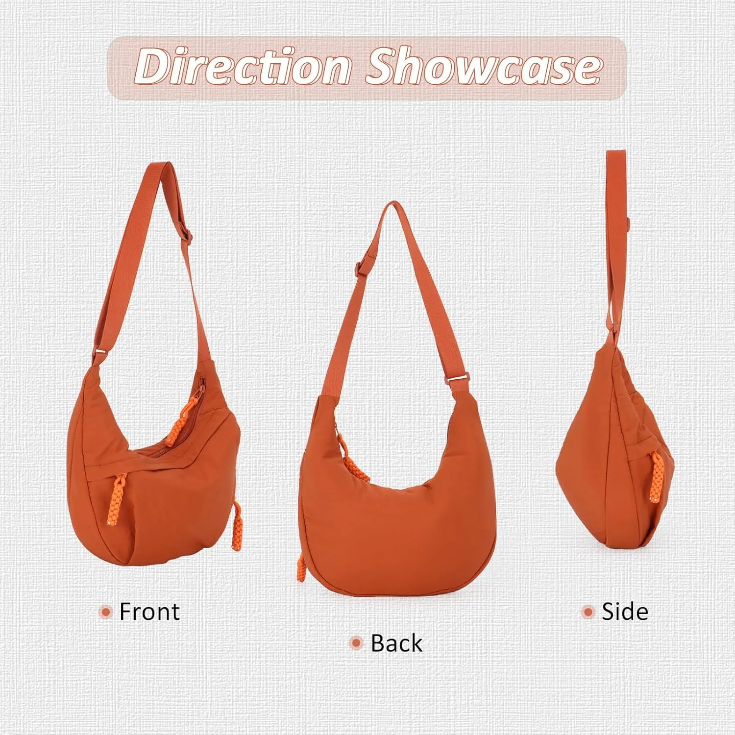 Fecialy Crescent Hobo Crossbody Bag - Multi-Pocket Sling Moon Slouchy Dumpling Bag for Women & Men
