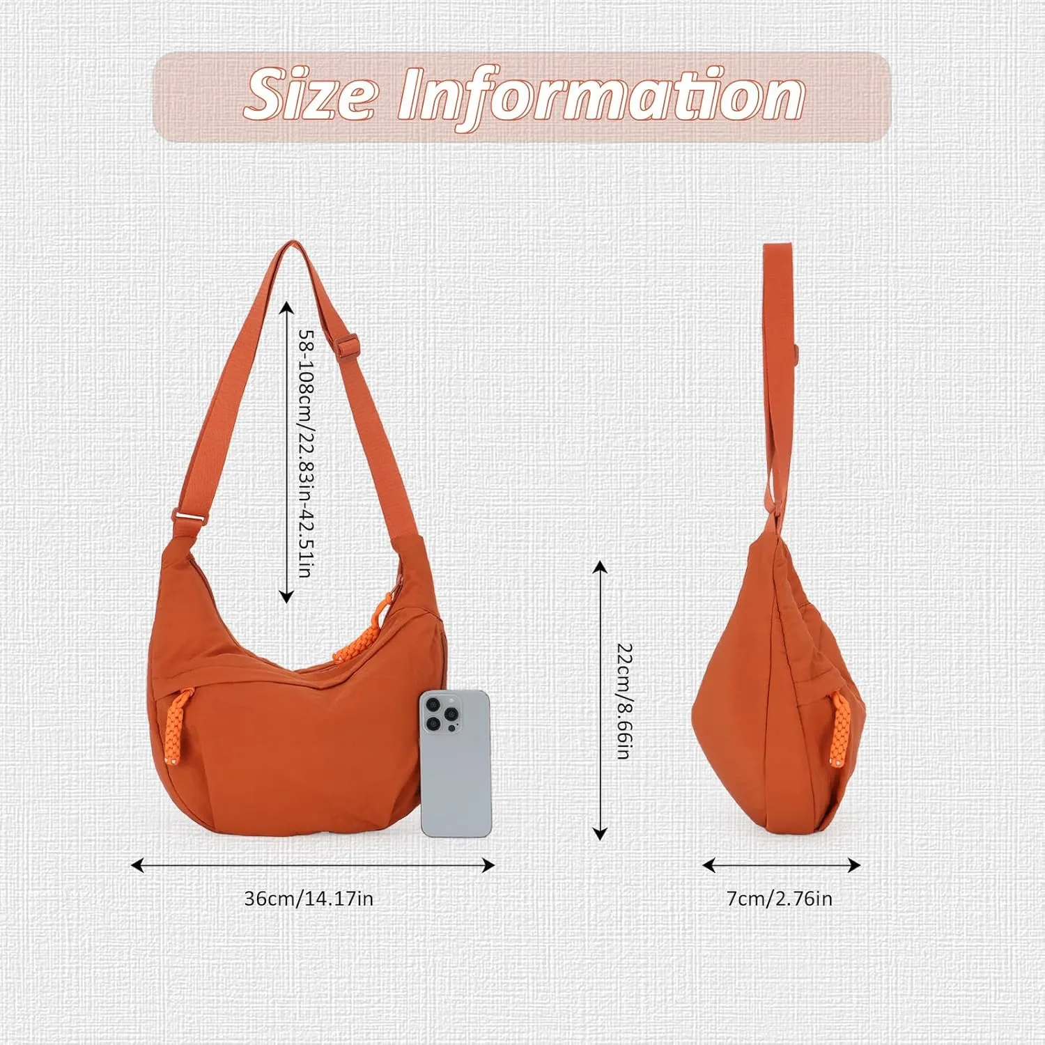 Fecialy Crescent Hobo Crossbody Bag - Multi-Pocket Sling Moon Slouchy Dumpling Bag for Women & Men