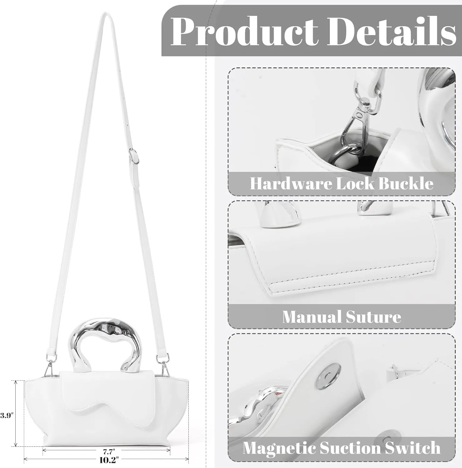 Fecialy Women Unique Silver Crossbody Bags Y2K Evening Bag Tote Handbag Satchel Bag Small Cute Shoulder Bags Hobo Purse