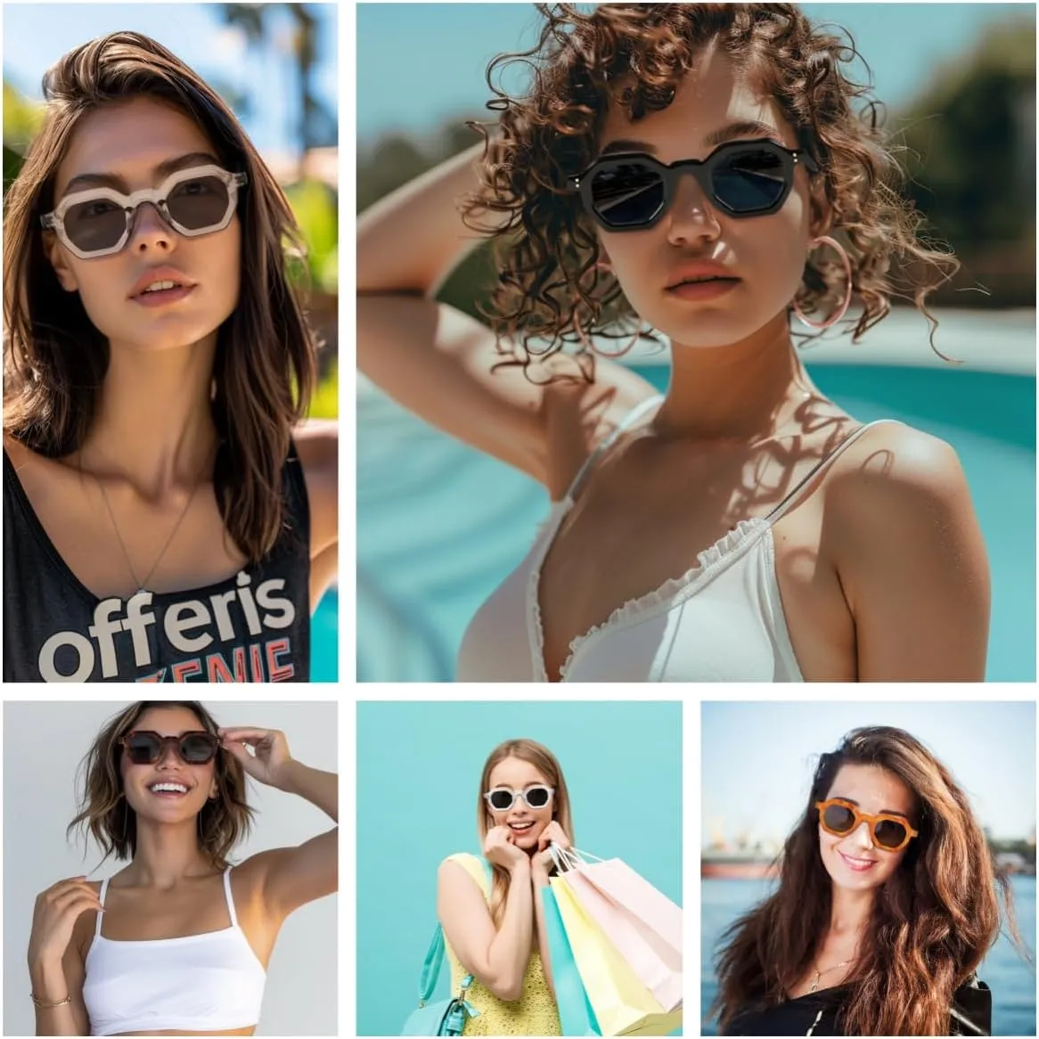 FEISEDY Octagon Sunglasses for Women - Thick Frame Fashion Rectangle Sun Glasses - Summer UV400 Protection