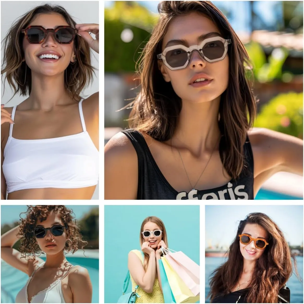 FEISEDY Octagon Sunglasses for Women - Thick Frame Fashion Rectangle Sun Glasses - Summer UV400 Protection