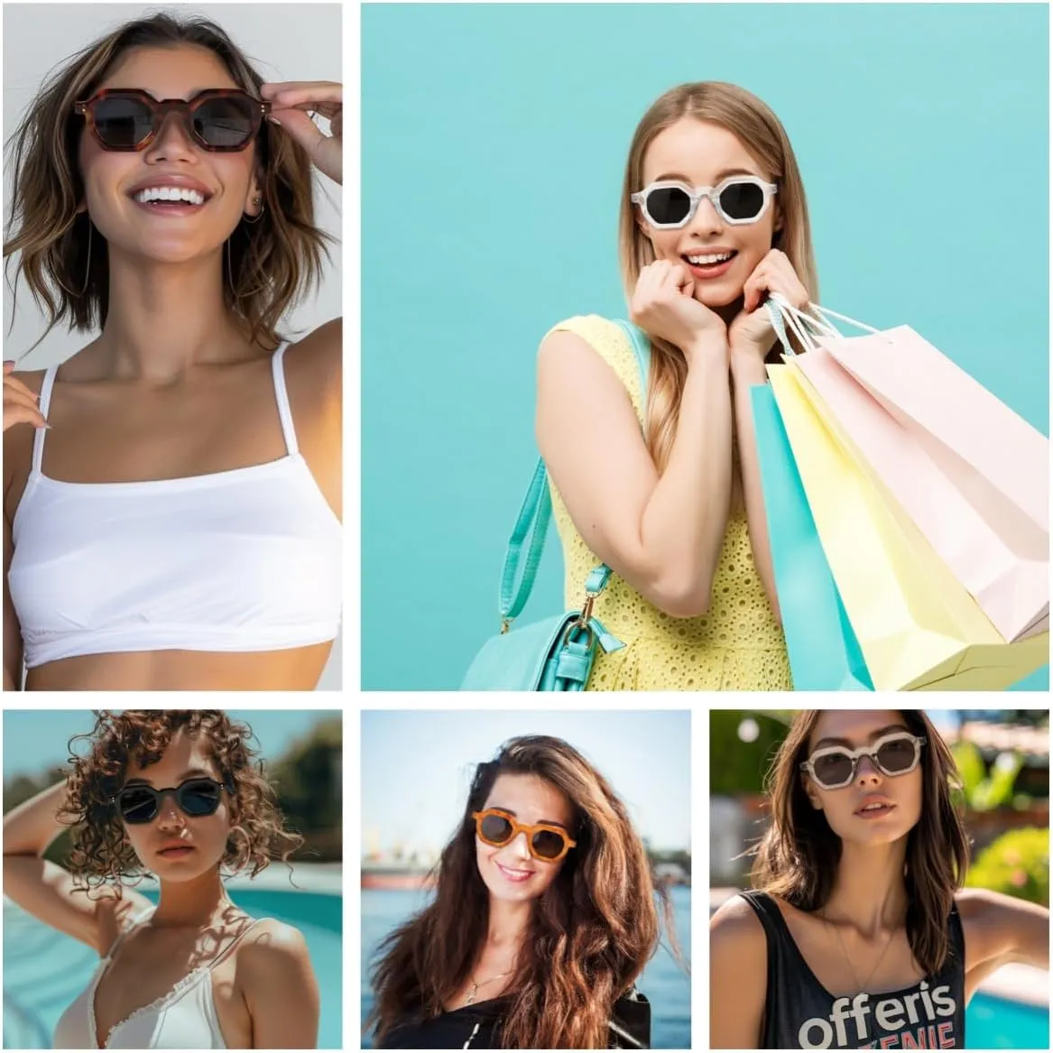 FEISEDY Octagon Sunglasses for Women - Thick Frame Fashion Rectangle Sun Glasses - Summer UV400 Protection