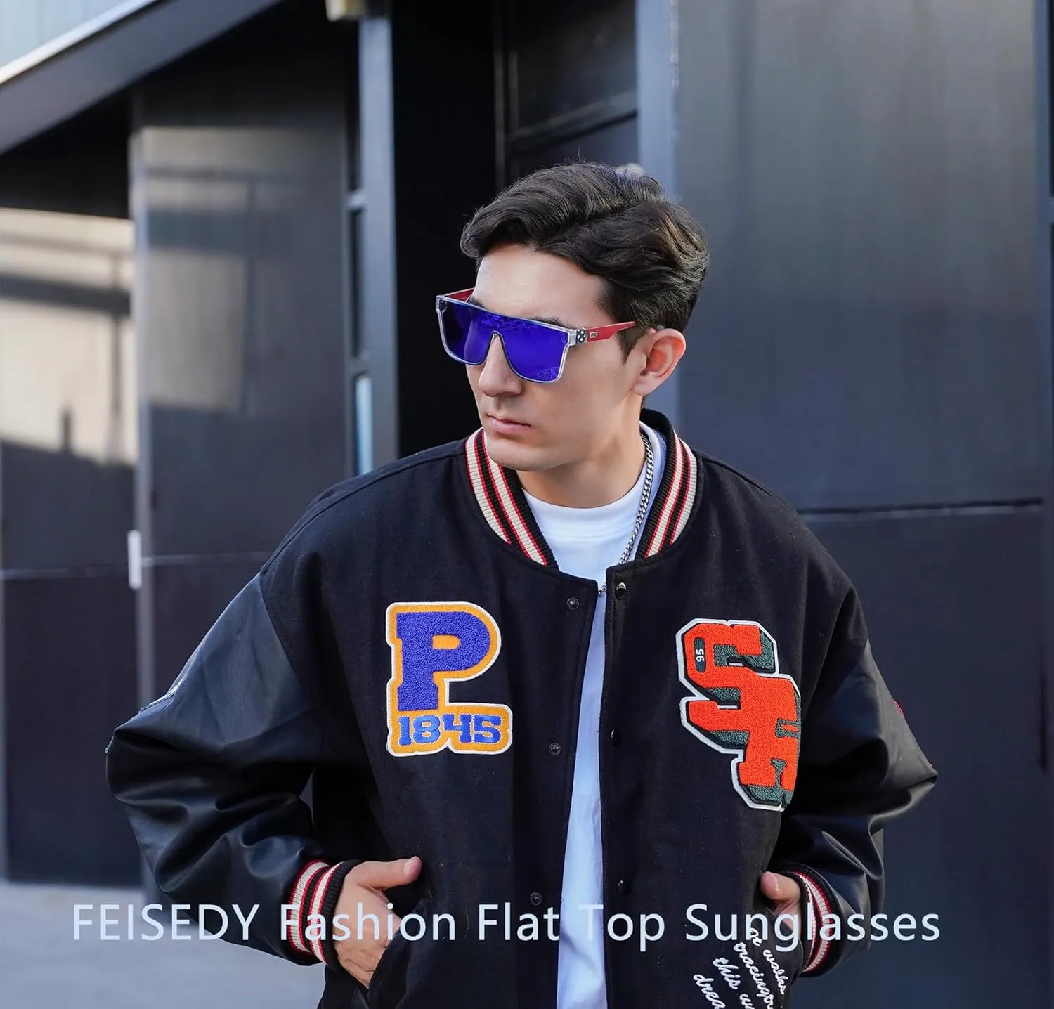 FEISEDY Sunglasses for Women Men, Fashion Mirrored Single Lens, Driving Beach Sunnies UV400 Shades B2996