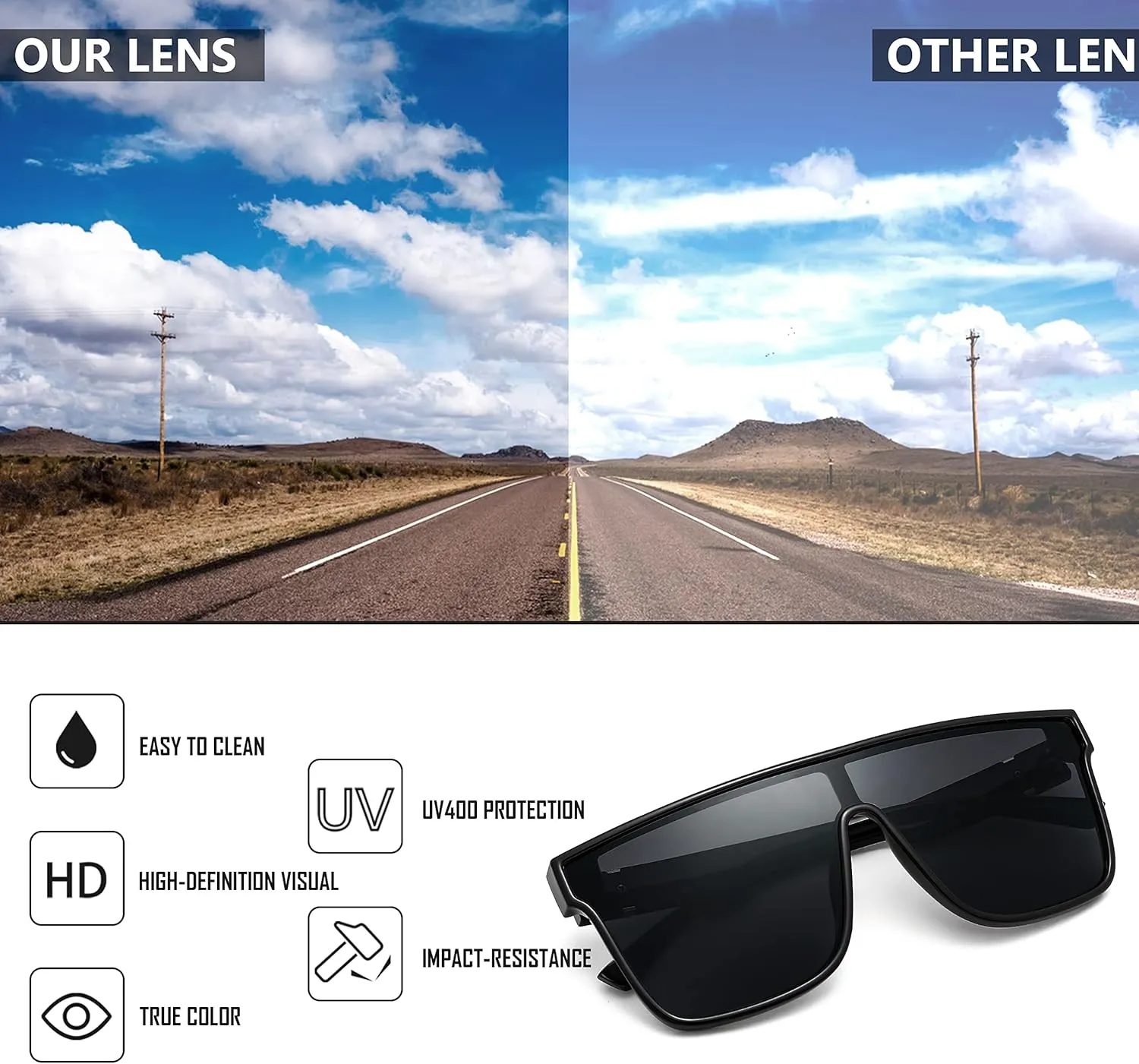 FEISEDY Sunglasses for Women Men, Fashion Mirrored Single Lens, Driving Beach Sunnies UV400 Shades B2996