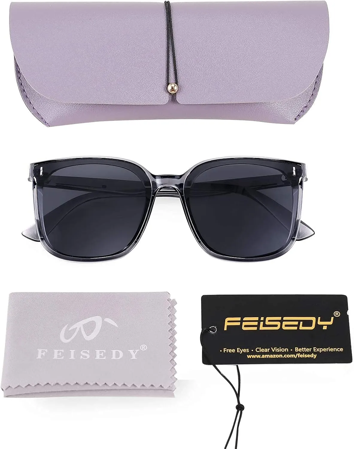 FEISEDY Women Oversized Vintage Polarized Sunglasses Square Cute Trendy Classic Simple Men B2758