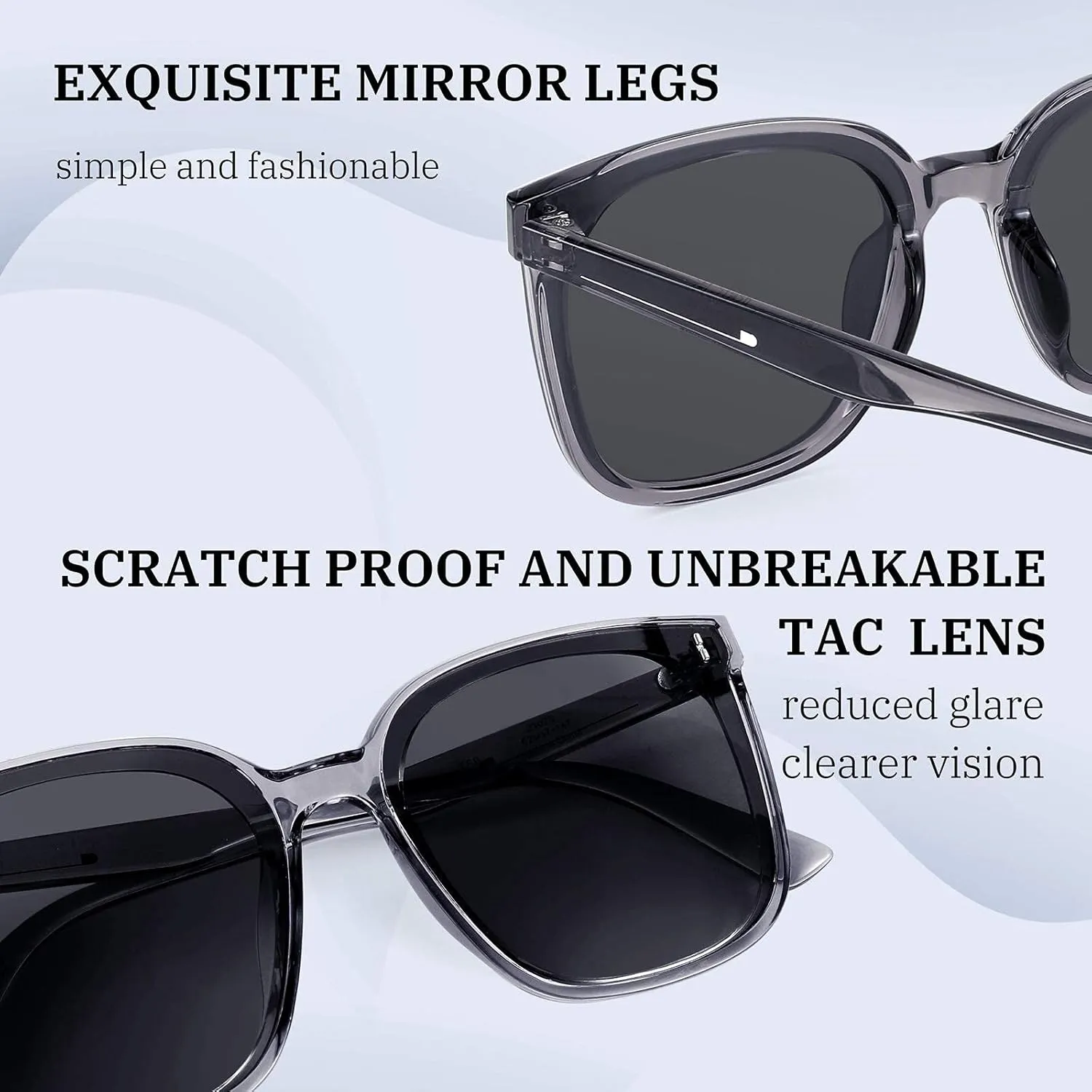 FEISEDY Women Oversized Vintage Polarized Sunglasses Square Cute Trendy Classic Simple Men B2758