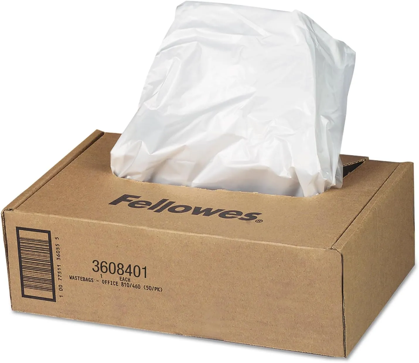 Fellowes Powershred Waste Bags for AutoMax 500C and 300C Auto Feed Shredders, 50 Bags & Ties (3608401)