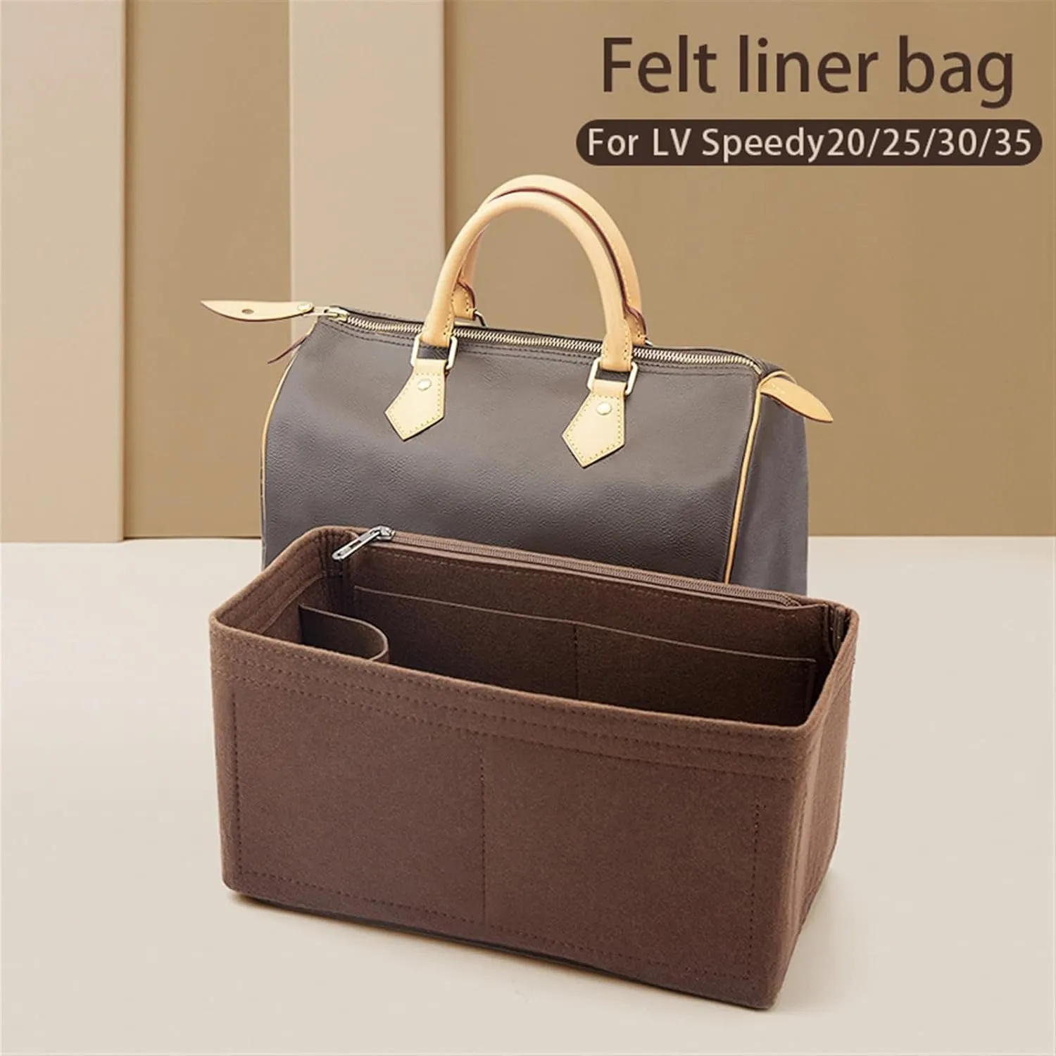 Felt Insert Bag Organizer For LV Speedy 20 25 30 35 Flap Handbag Inner Bag Makeup Travel Purse Storage Tote Bag Accessories(For speedy25)