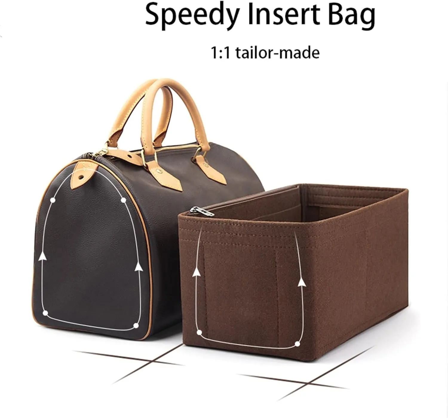 Felt Insert Bag Organizer For LV Speedy 20 25 30 35 Flap Handbag Inner Bag Makeup Travel Purse Storage Tote Bag Accessories(For speedy25)