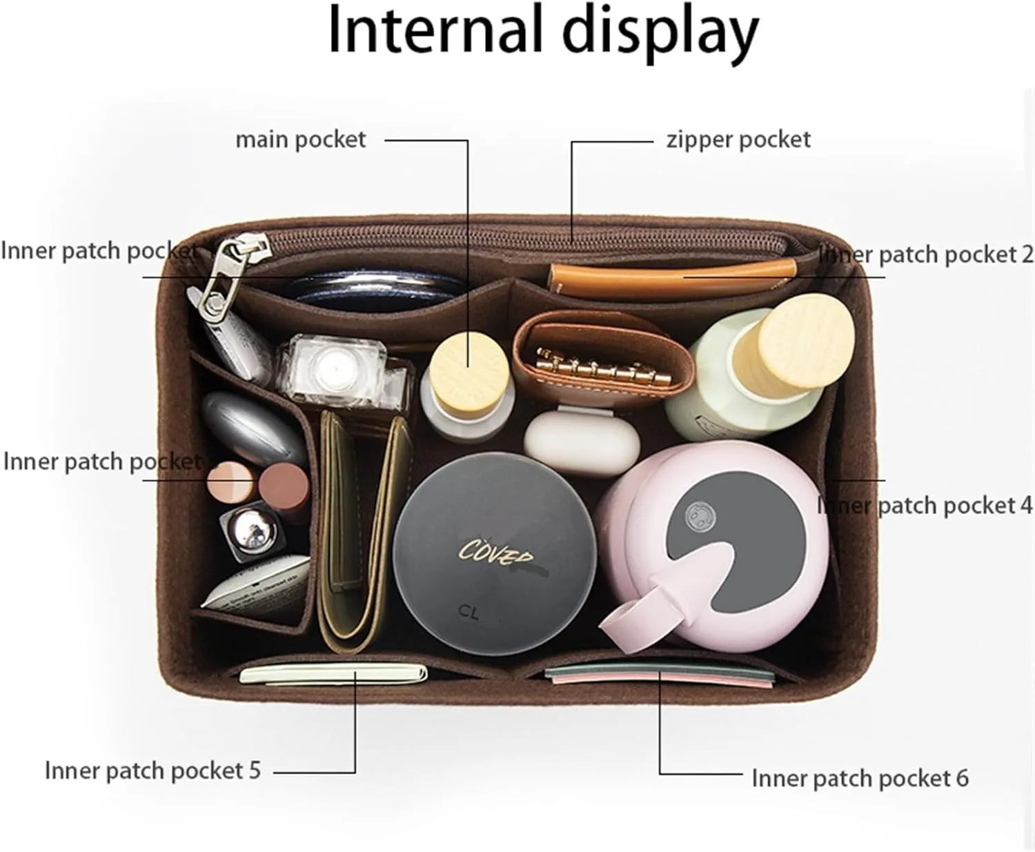 Felt Insert Bag Organizer For LV Speedy 20 25 30 35 Flap Handbag Inner Bag Makeup Travel Purse Storage Tote Bag Accessories(For speedy25)