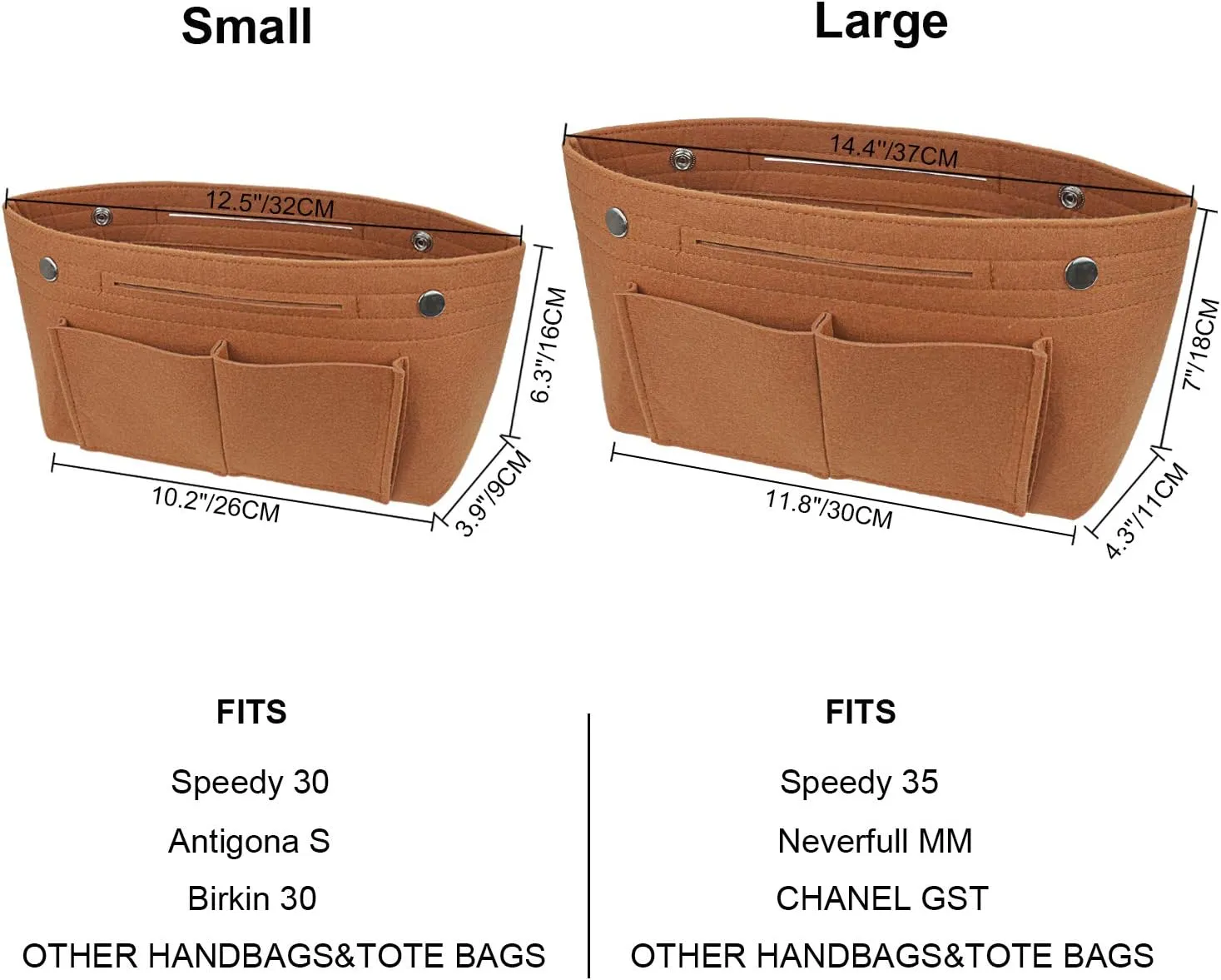 Felt Tote Handbag Purse Organizer Insert Divider Shaper Bag in Bag