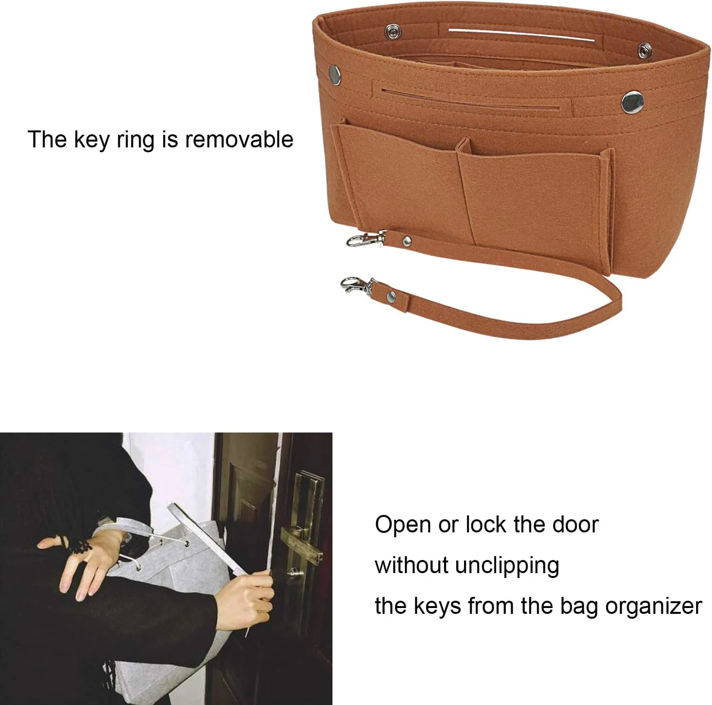 Felt Tote Handbag Purse Organizer Insert Divider Shaper Bag in Bag