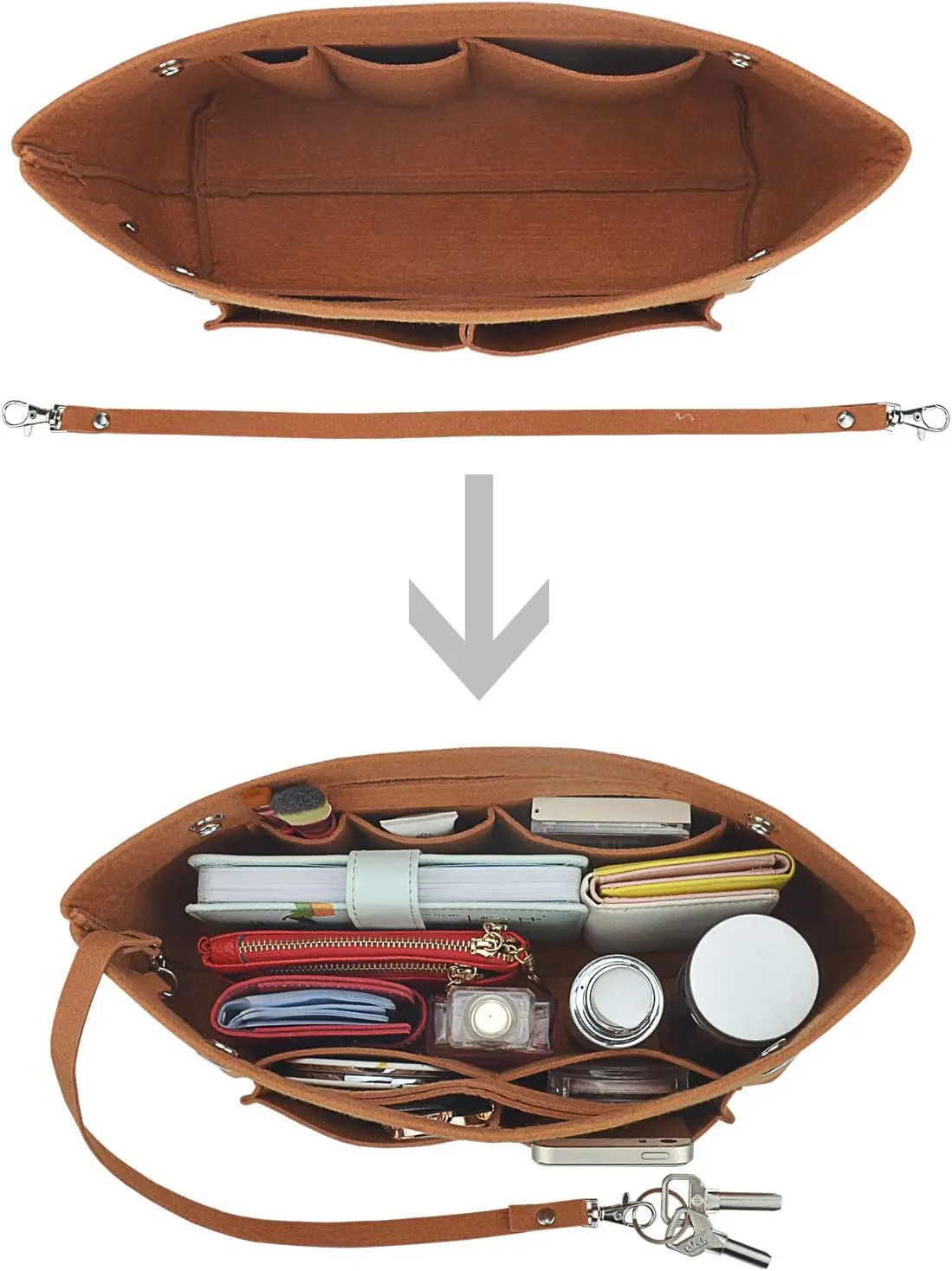 Felt Tote Handbag Purse Organizer Insert Divider Shaper Bag in Bag