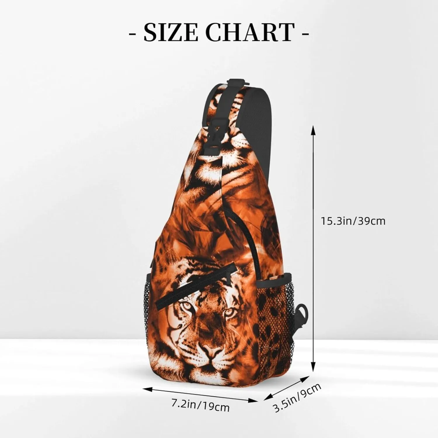 Fiercely Tiger Head Chest Sling Bag Crossbody Shoulder Backpack Bag Gym Cycling Daypack Travel Hiking Cross Bag