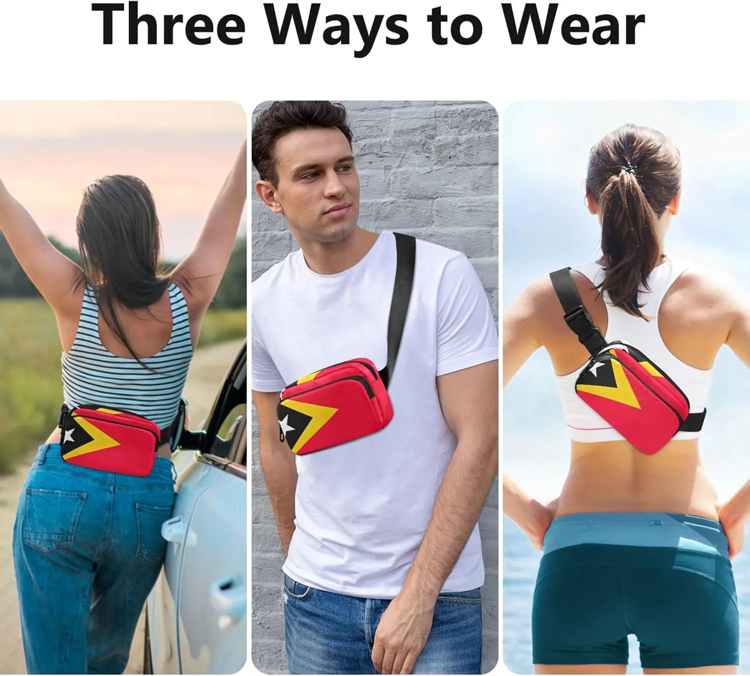 File Timor Leste Flag Women Fanny Packs Waterproof Large Hip Belt Bag Cute Waist Pack for Women