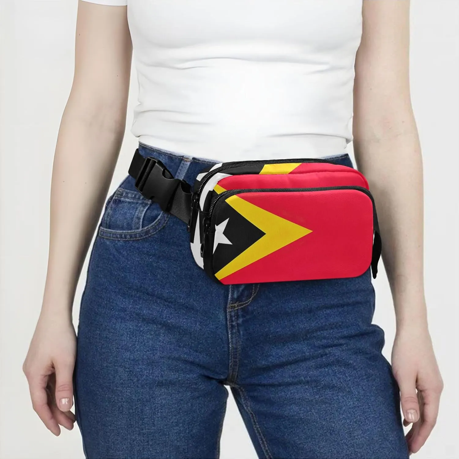 File Timor Leste Flag Women Fanny Packs Waterproof Large Hip Belt Bag Cute Waist Pack for Women