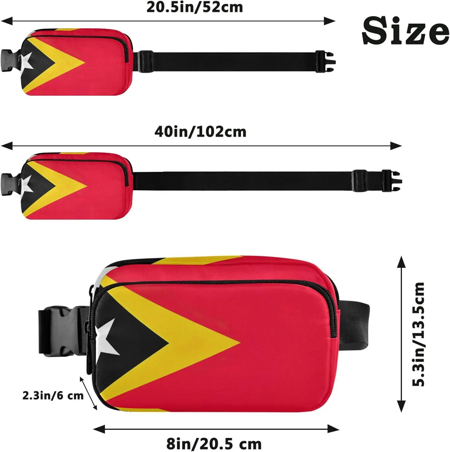 File Timor Leste Flag Women Fanny Packs Waterproof Large Hip Belt Bag Cute Waist Pack for Women