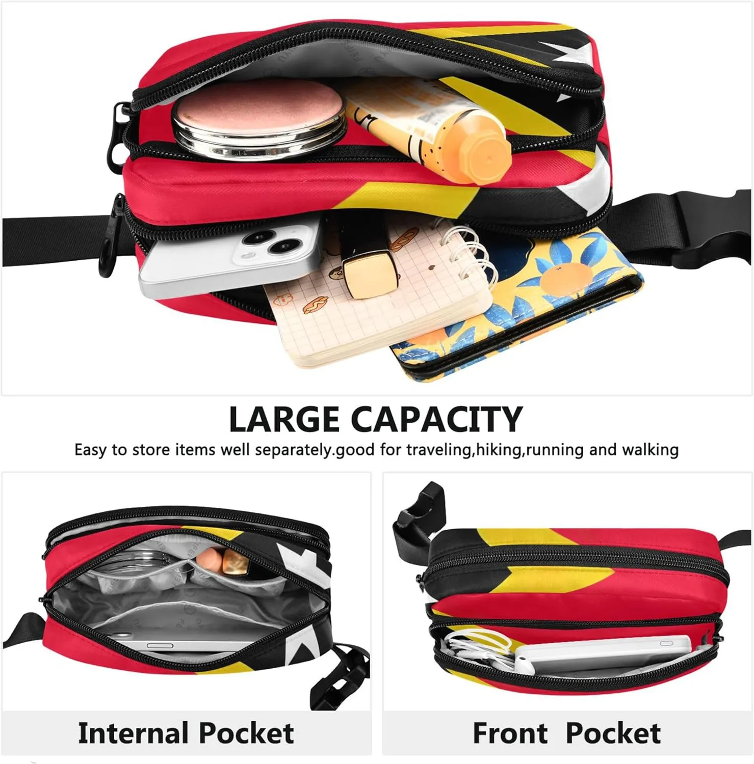 File Timor Leste Flag Women Fanny Packs Waterproof Large Hip Belt Bag Cute Waist Pack for Women