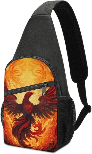 Fire Phoenixes Crossbody Sling Bags Chest Shoulder Backpack DayPack Handbag
