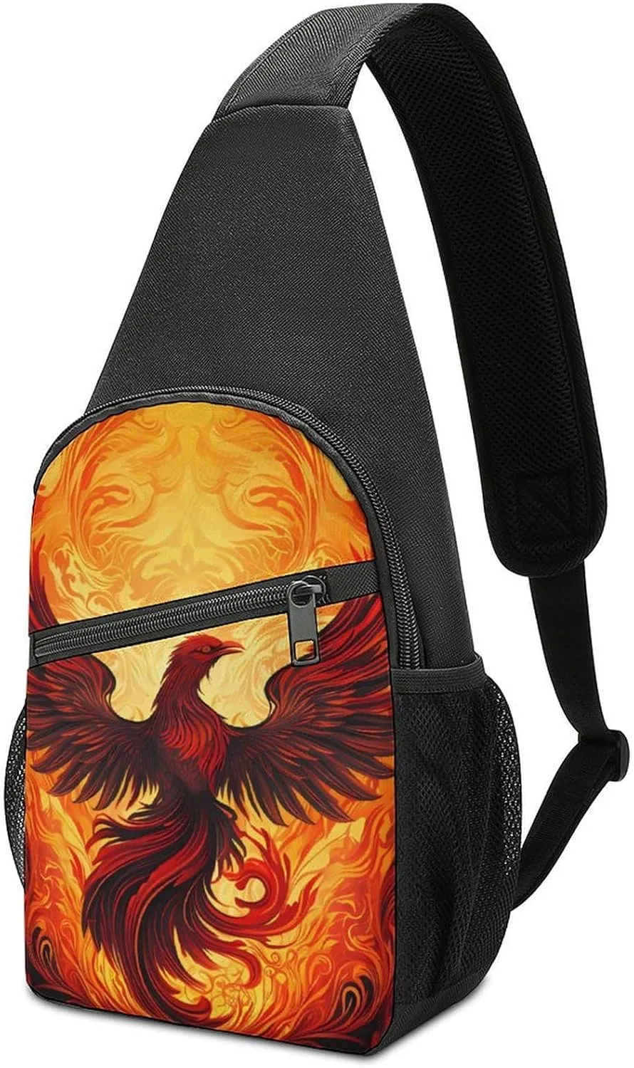 Fire Phoenixes Crossbody Sling Bags Chest Shoulder Backpack DayPack Handbag