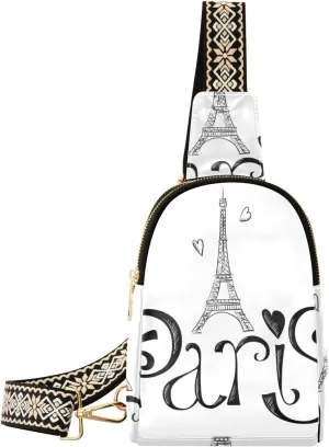 Fisyme Eiffel Tower Paris Small Sling Bag for Women Fashion Waist Packs Leather Crossbody Fanny Packs Purse for Travel